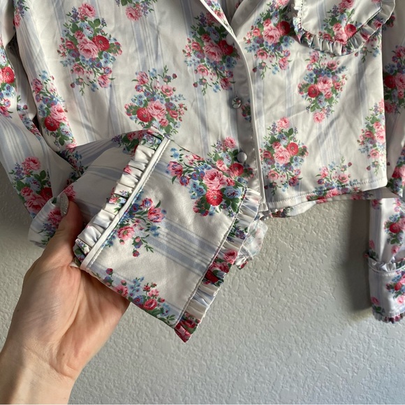 NEW For Love and Lemons Floral Pajamas Set Xsmall - Picture 6 of 13